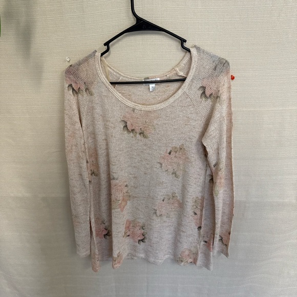 Charming Charlie Tops - Charming Charlie Beige Floral Long Sleeve Top